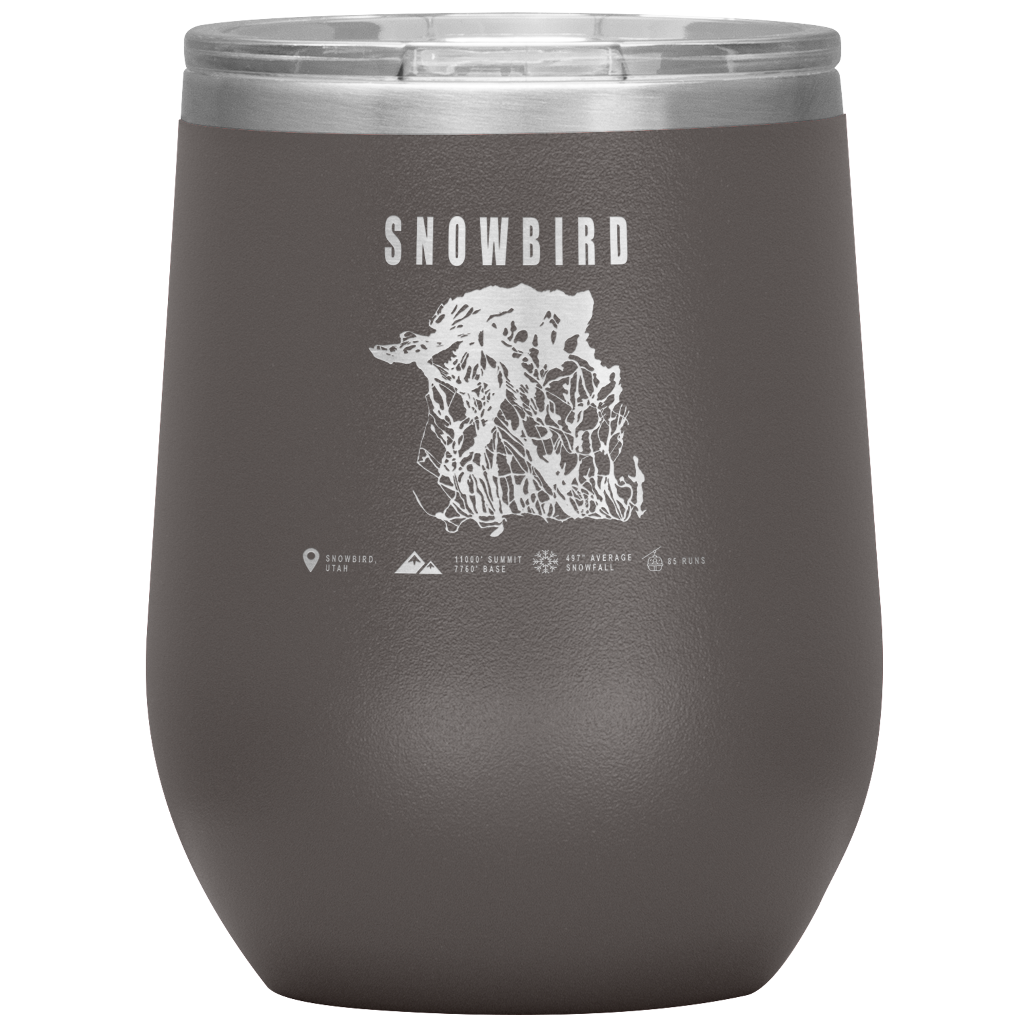 Snowbird,Utah Ski Trail Map Wine 12oz Tumbler - Powderaddicts