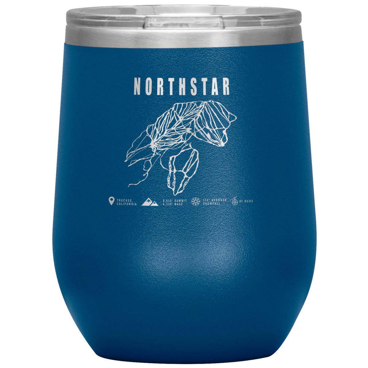 Northstar, California Ski Trail Map Wine 12oz Tumbler - Powderaddicts