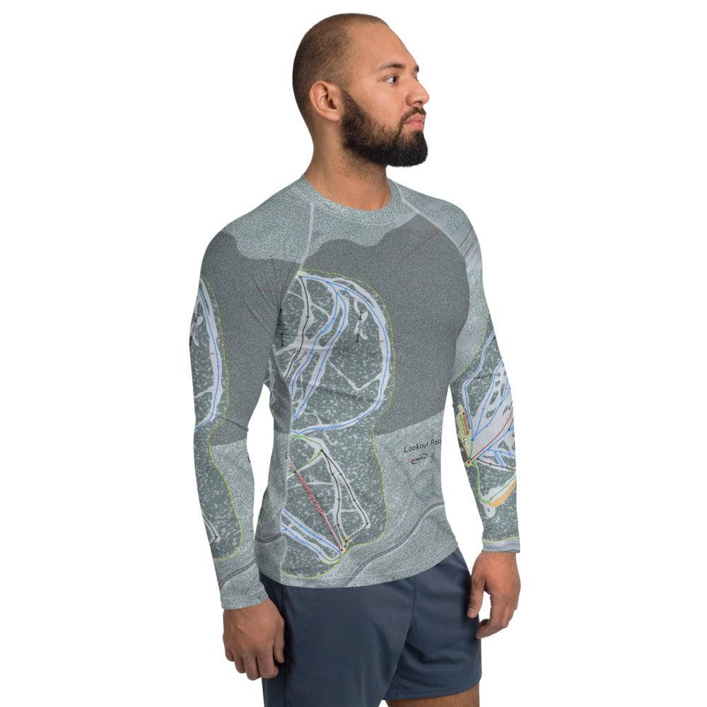 Lookout Pass, Idaho Ski Trail Map Men's Base Layer Top - Powderaddicts