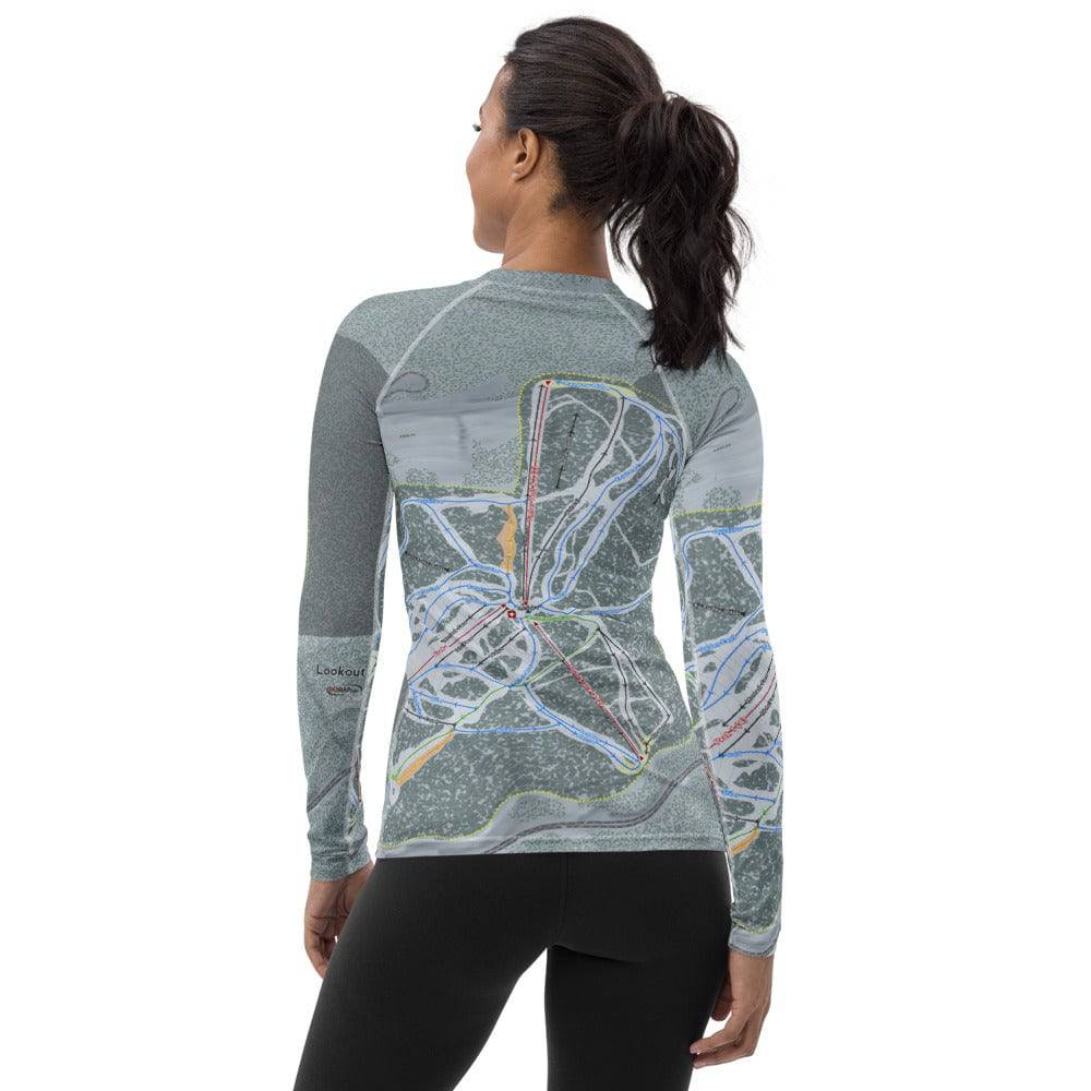 Lookout Pass, Idaho Ski Trail Map Women's Base Layer Top - Powderaddicts