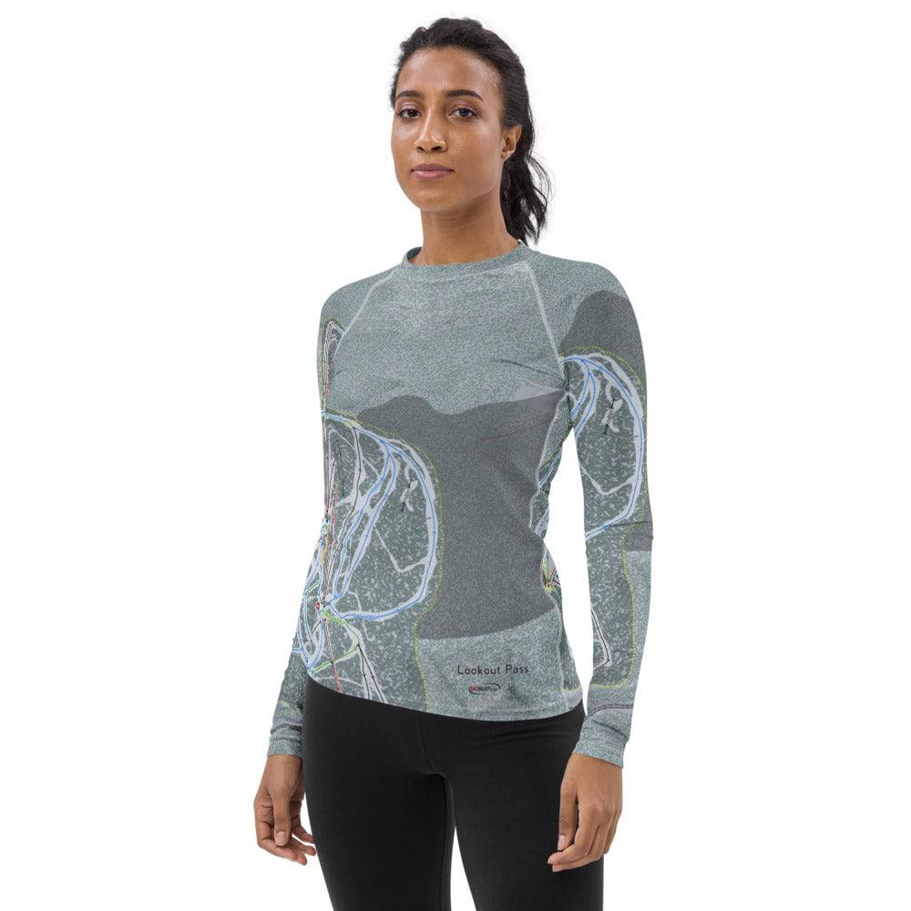 Lookout Pass, Idaho Ski Trail Map Women's Base Layer Top - Powderaddicts