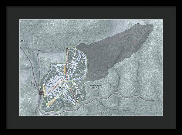 Lookout Pass Ski Trail Map - Framed Print - Powderaddicts