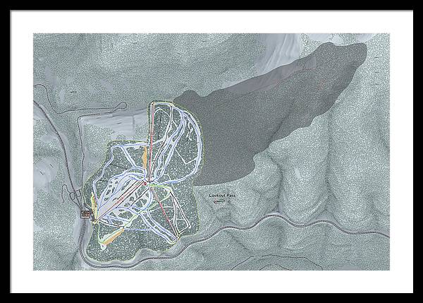 Lookout Pass Ski Trail Map - Framed Print - Powderaddicts