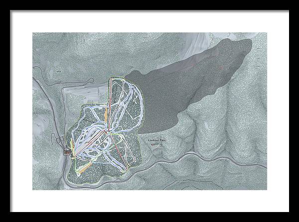 Lookout Pass Ski Trail Map - Framed Print - Powderaddicts