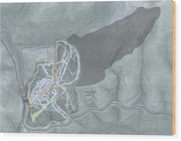Lookout Pass Ski Trail Map - Wood Print - Powderaddicts