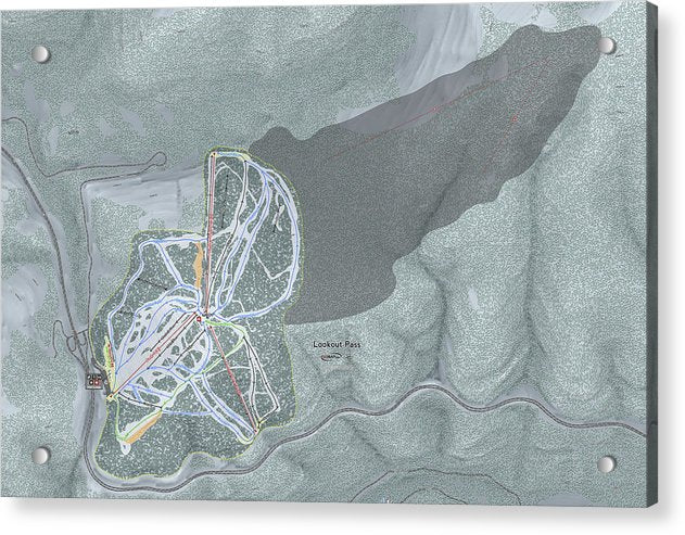 Lookout Pass Ski Trail Map - Acrylic Print - Powderaddicts