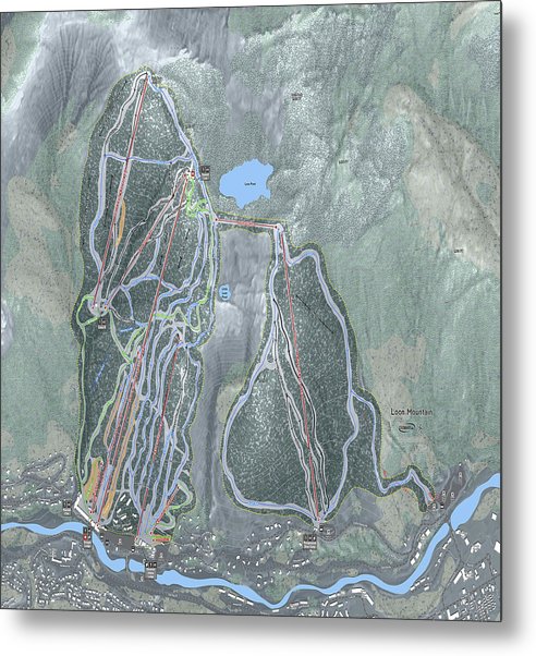 Loon Mountain Ski Trail Map - Metal Print - Powderaddicts