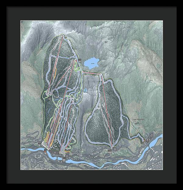 Loon Mountain Ski Trail Map - Framed Print - Powderaddicts