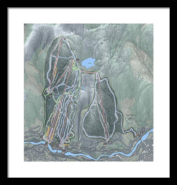 Loon Mountain Ski Trail Map - Framed Print - Powderaddicts