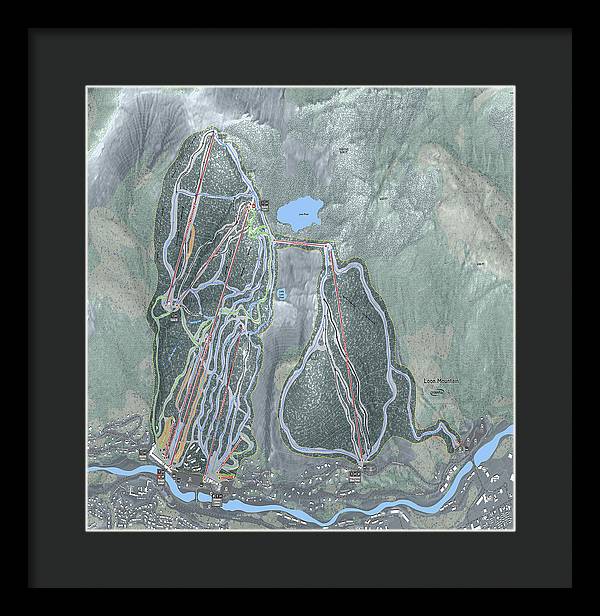 Loon Mountain Ski Trail Map - Framed Print - Powderaddicts