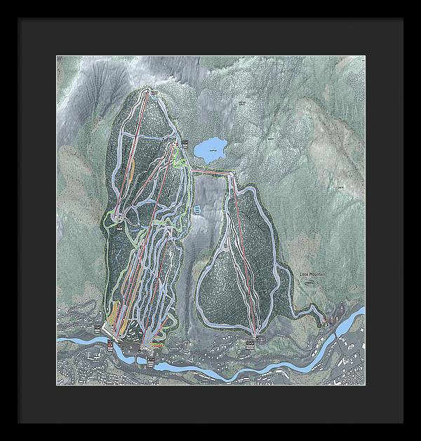 Loon Mountain Ski Trail Map - Framed Print - Powderaddicts