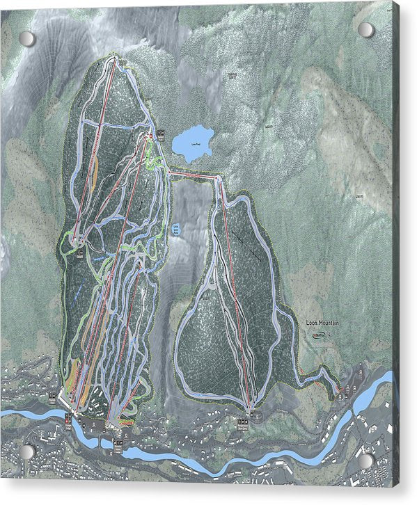 Loon Mountain Ski Trail Map - Acrylic Print - Powderaddicts
