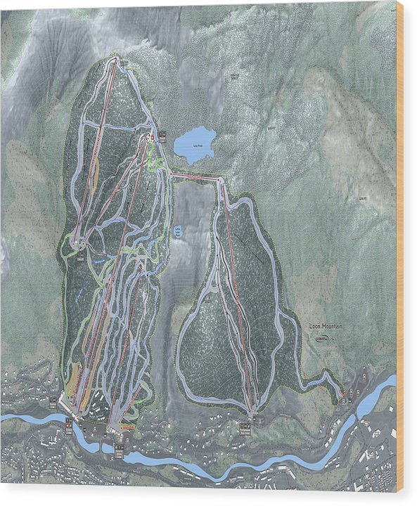 Loon Mountain Ski Trail Map - Wood Print - Powderaddicts