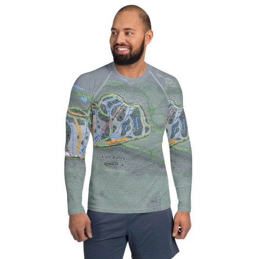 Lost Valley, Maine Ski Trail Map Men's Base Layer Top - Powderaddicts