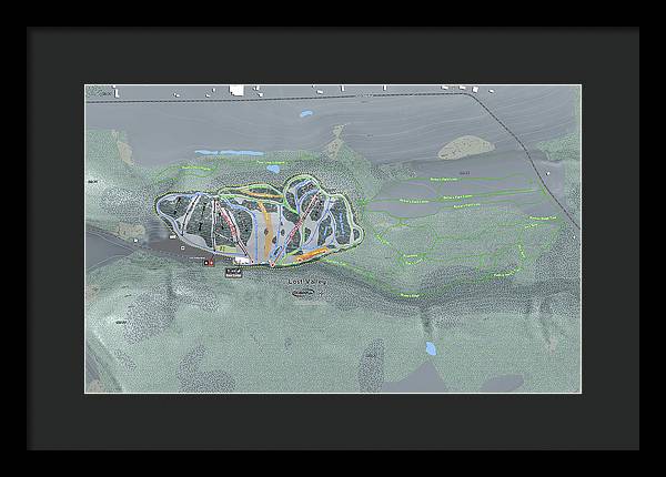 Lost Valley Ski Trail Map - Framed Print - Powderaddicts