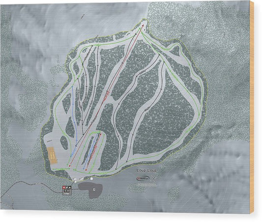 Loup Loup Ski Trail Map - Wood Print - Powderaddicts