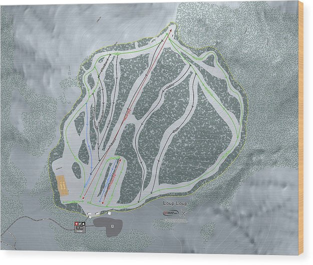 Loup Loup Ski Trail Map - Wood Print - Powderaddicts