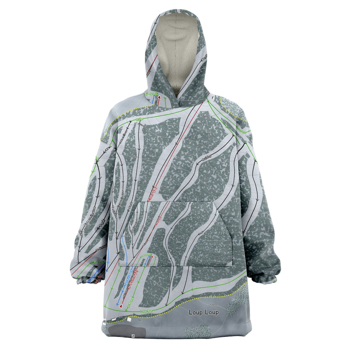 Loup Loup, Washington Ski Trail Map Snug Hoodie