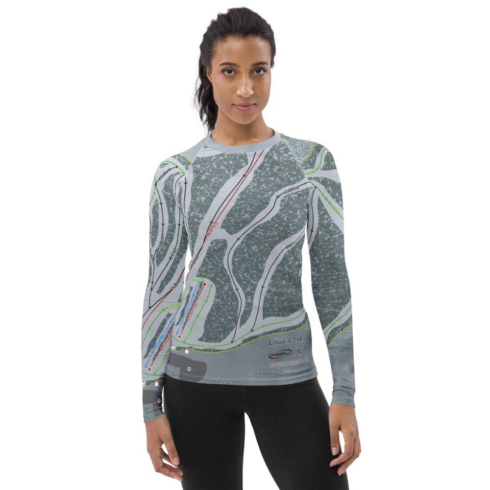 Loup Loup, Washington Ski Trail Map Women's Base Layer Top - Powderaddicts