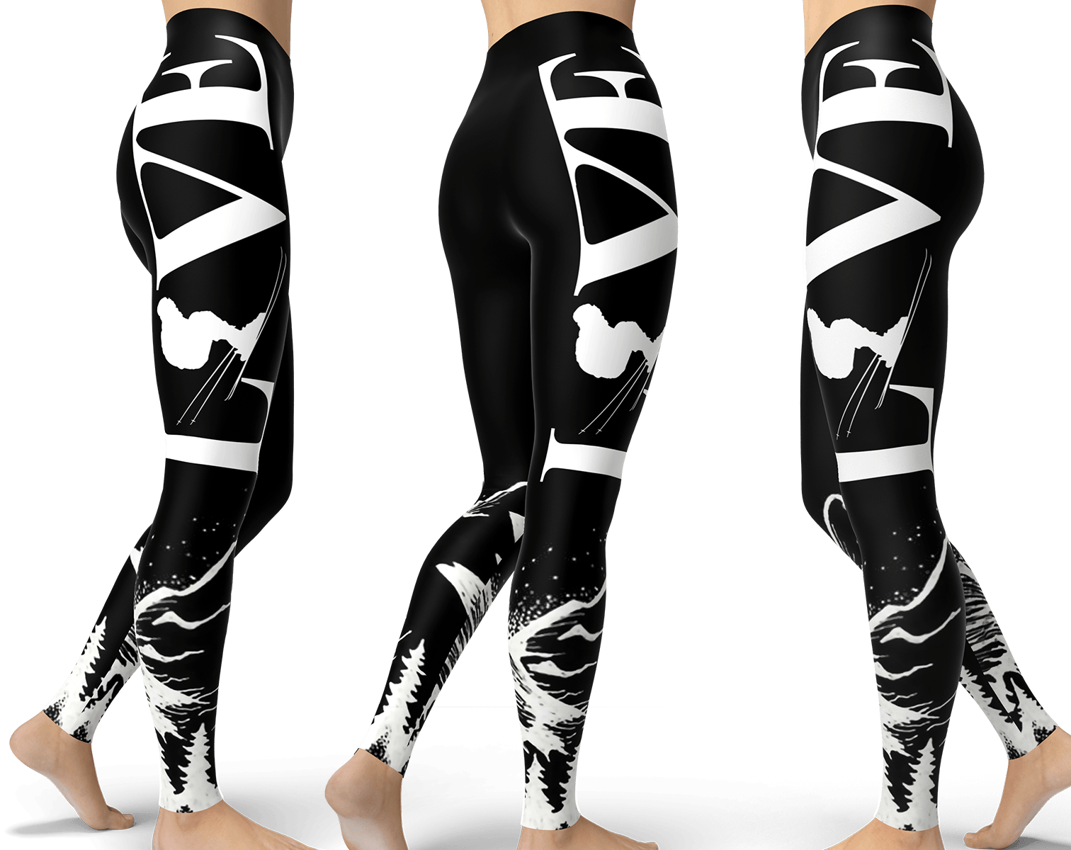 Love Ski All Black Leggings - Powderaddicts