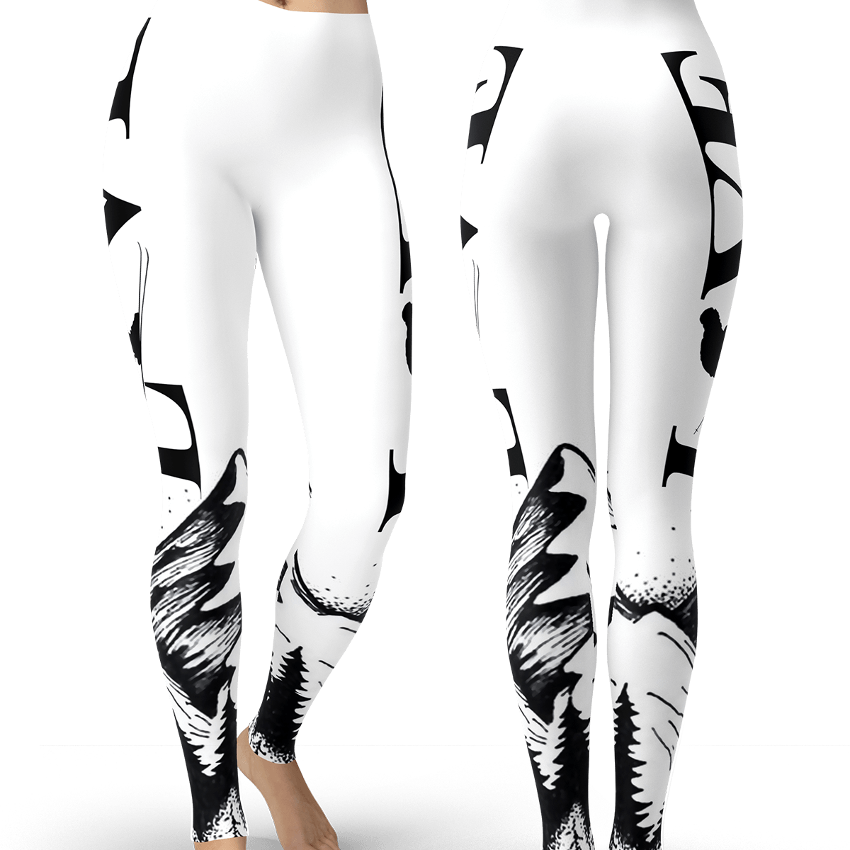 Love Ski Black and White Leggings - Powderaddicts