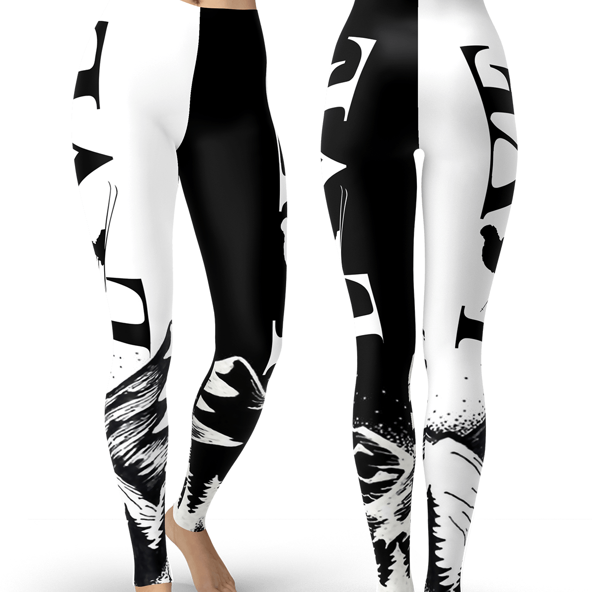 Love Ski Black and White Leggings - Powderaddicts
