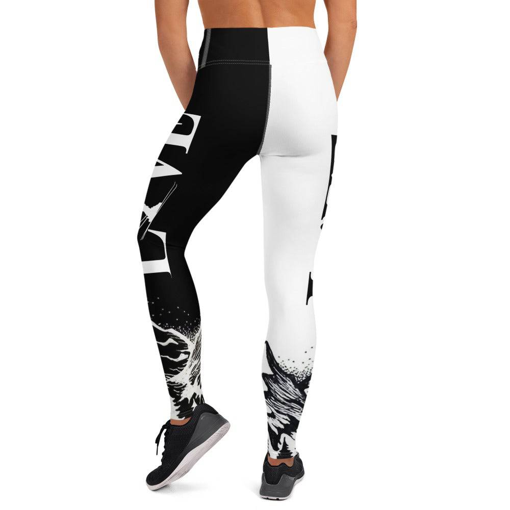 Love Ski Black and White Yoga Leggings - Powderaddicts