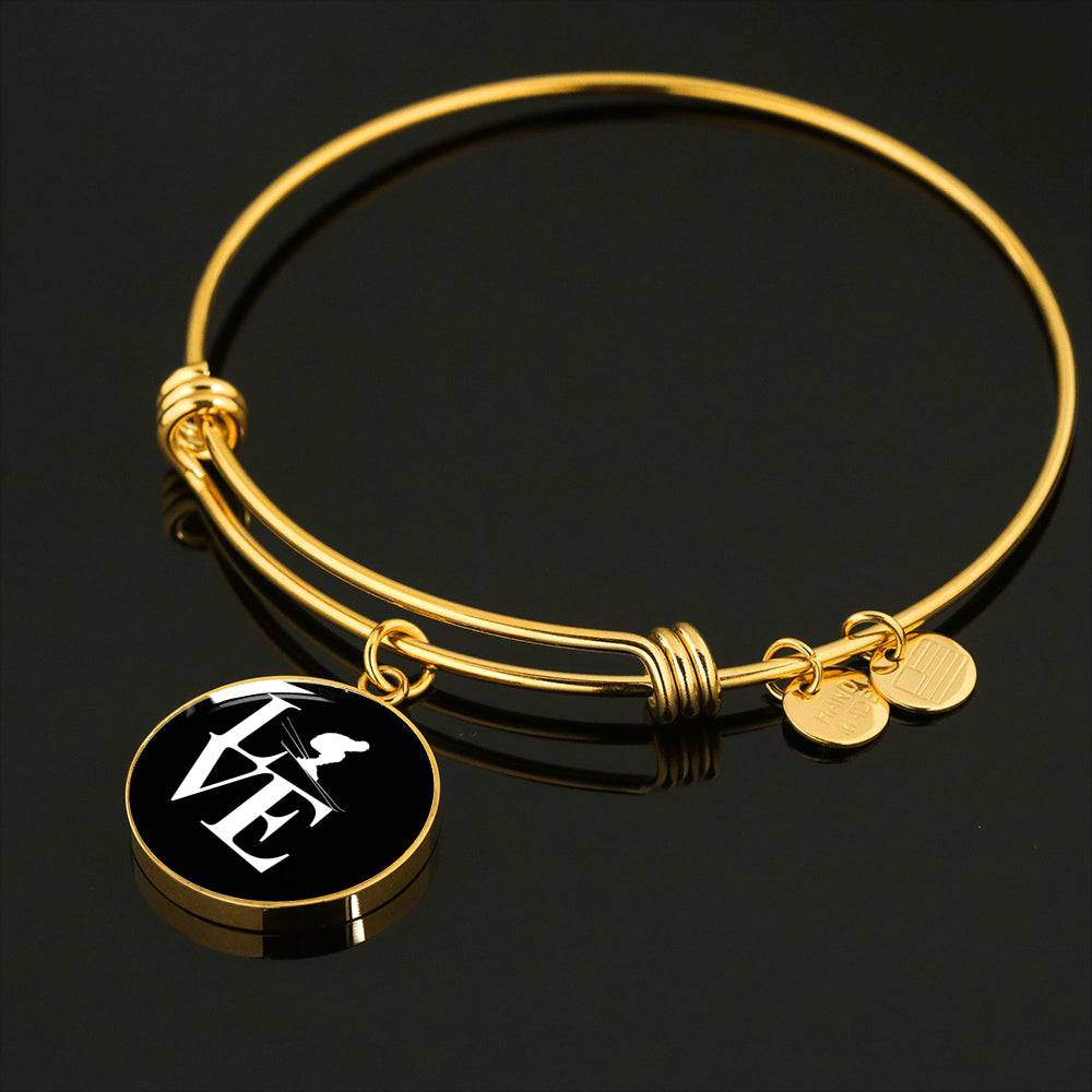 LOVE Ski Black Ellipse Pendant Bangle - Powderaddicts