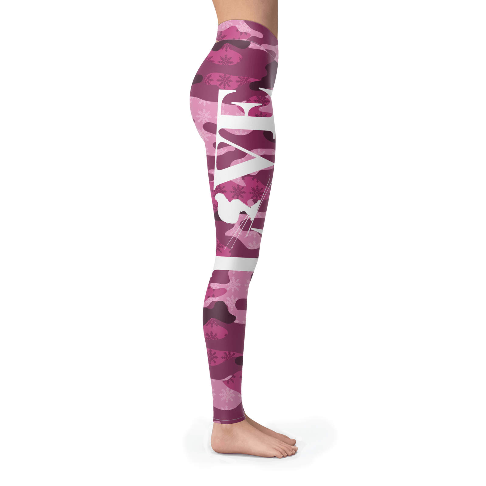 Love Ski Pink Patterns Leggings - Powderaddicts