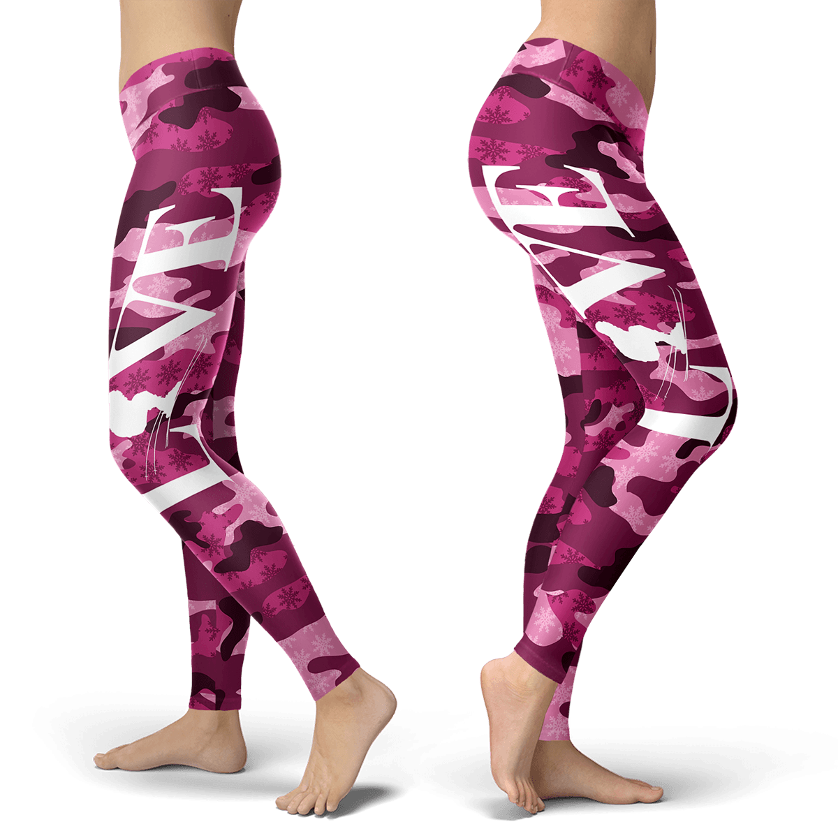Love Ski Pink Patterns Leggings - Powderaddicts