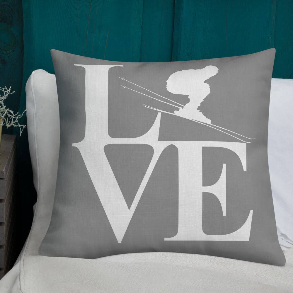 Love Ski Premium Pillow Grey and White - Powderaddicts