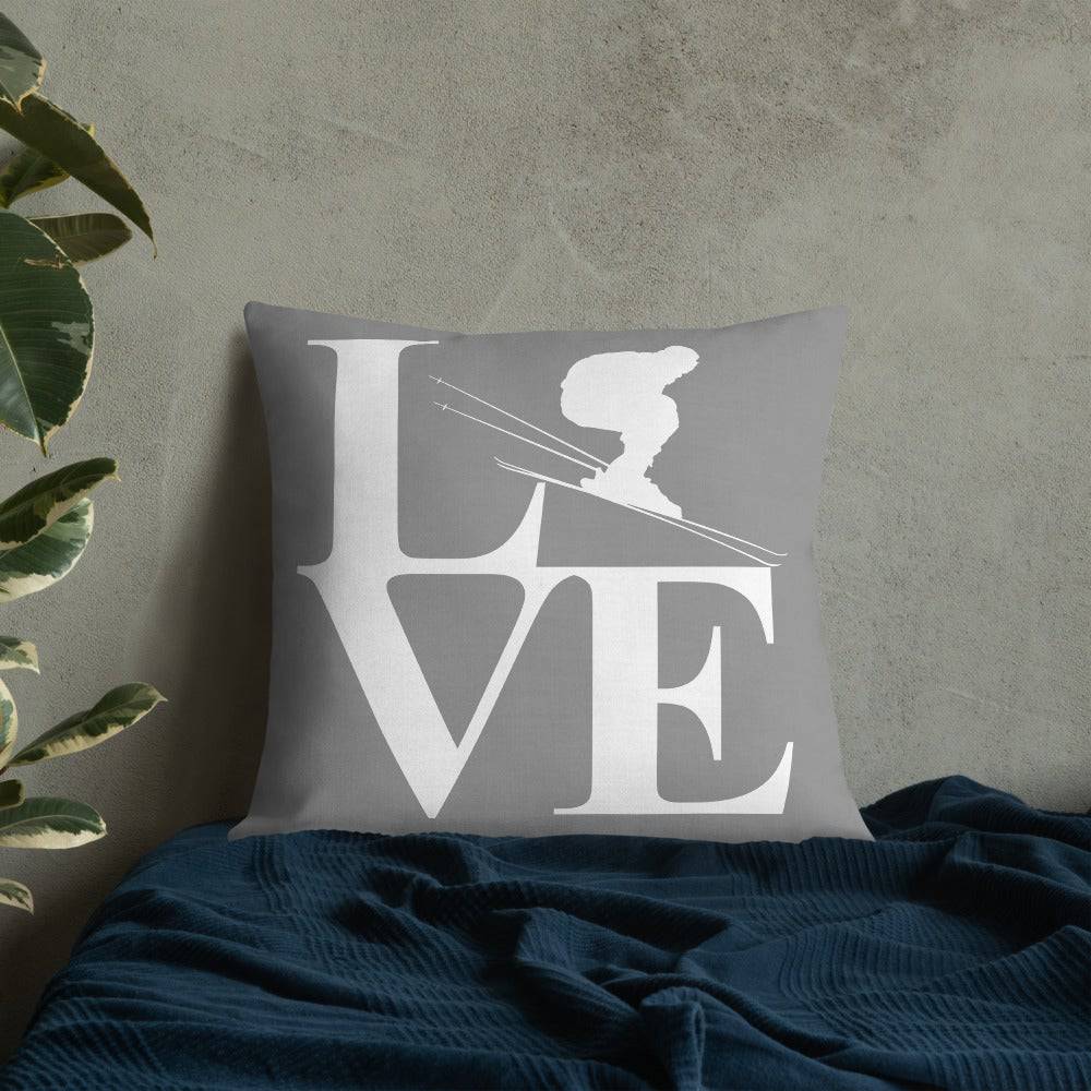 Love Ski Premium Pillow Grey and White - Powderaddicts