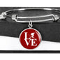 LOVE Ski Red Ellipse Pendant Bangle - Powderaddicts