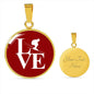 LOVE Ski Red Ellipse Pendant Necklace - Powderaddicts