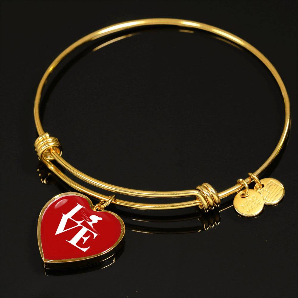 LOVE Ski Red Heart Pendant Bangle - Powderaddicts