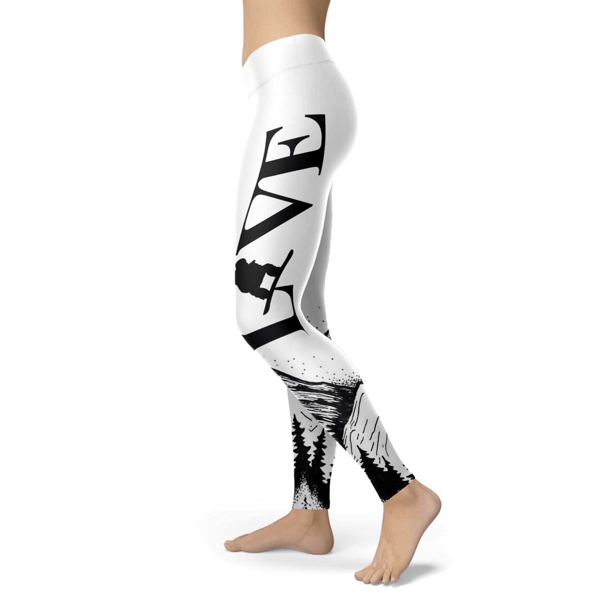 Love Snowboard All White Leggings - Powderaddicts
