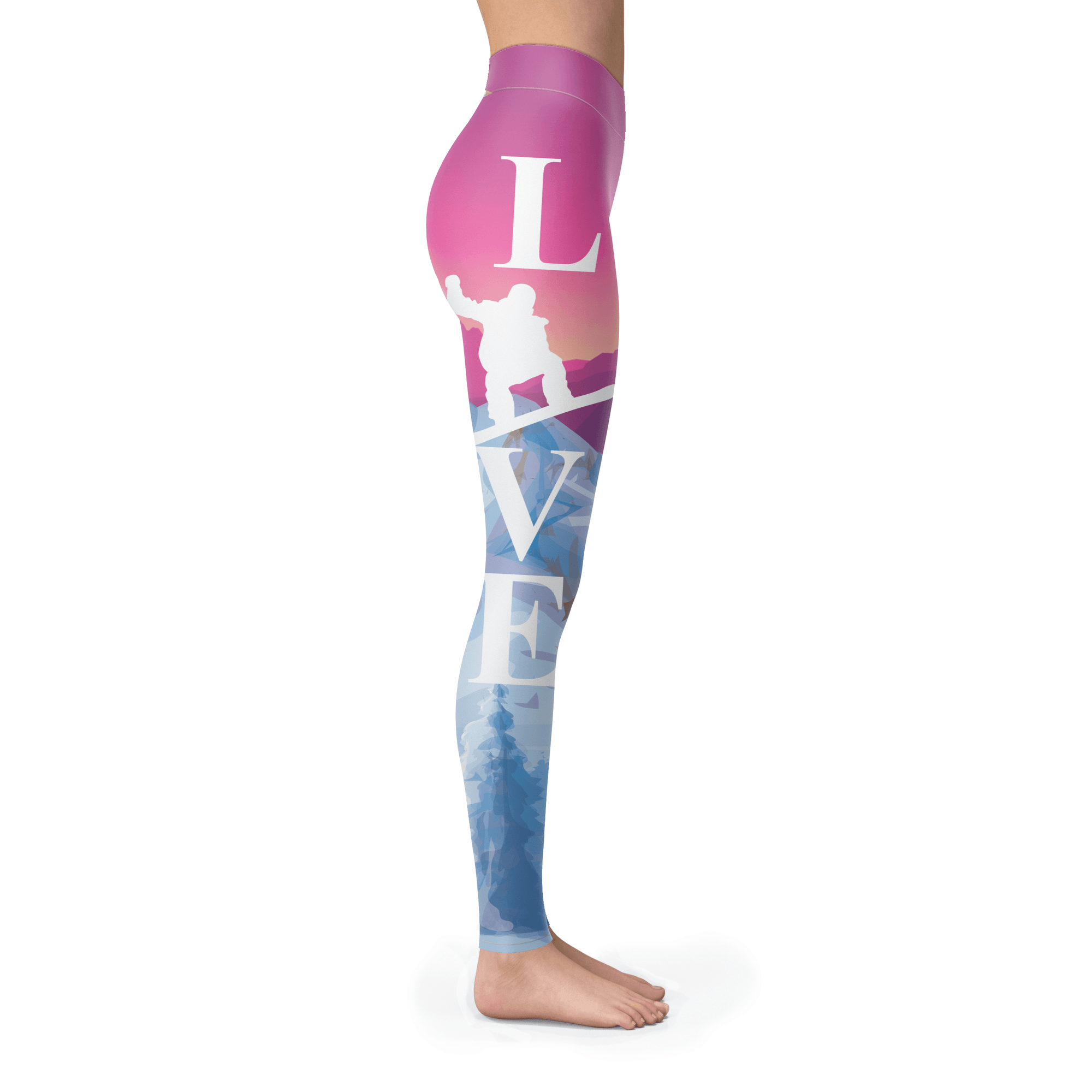 Love Snowboard Even at Sunset Leggings - Powderaddicts