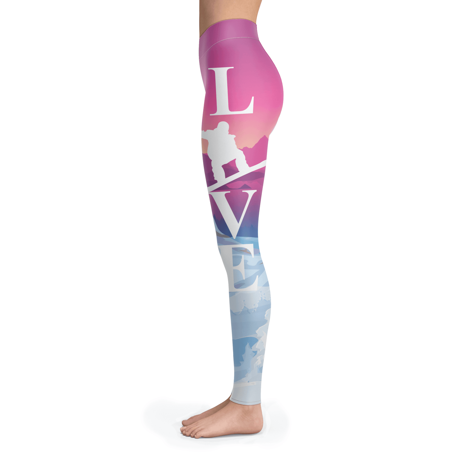 Love Snowboard Even at Sunset Leggings - Powderaddicts