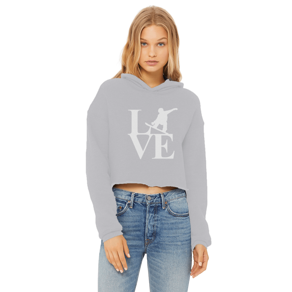 Love Snowboard Ladies Cropped Raw Edge Hoodie - Powderaddicts