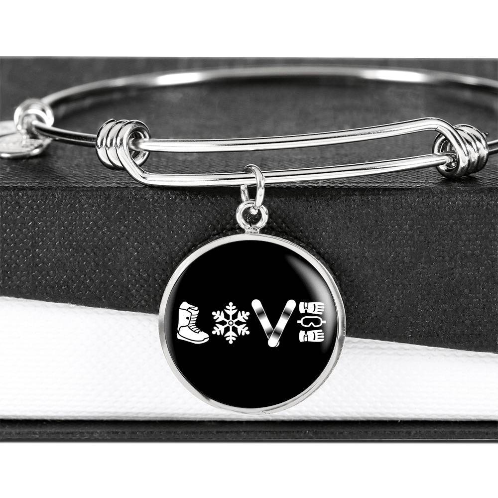 Love Snowboard Pendant Bangle - Powderaddicts