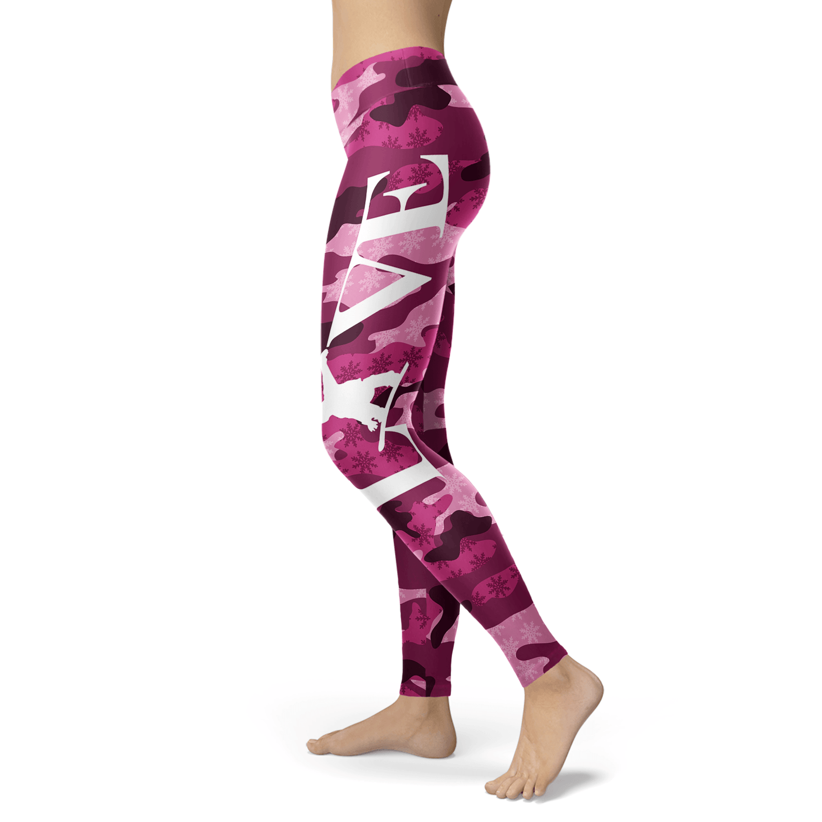 Love Snowboard Pink Pattern Leggings - Powderaddicts