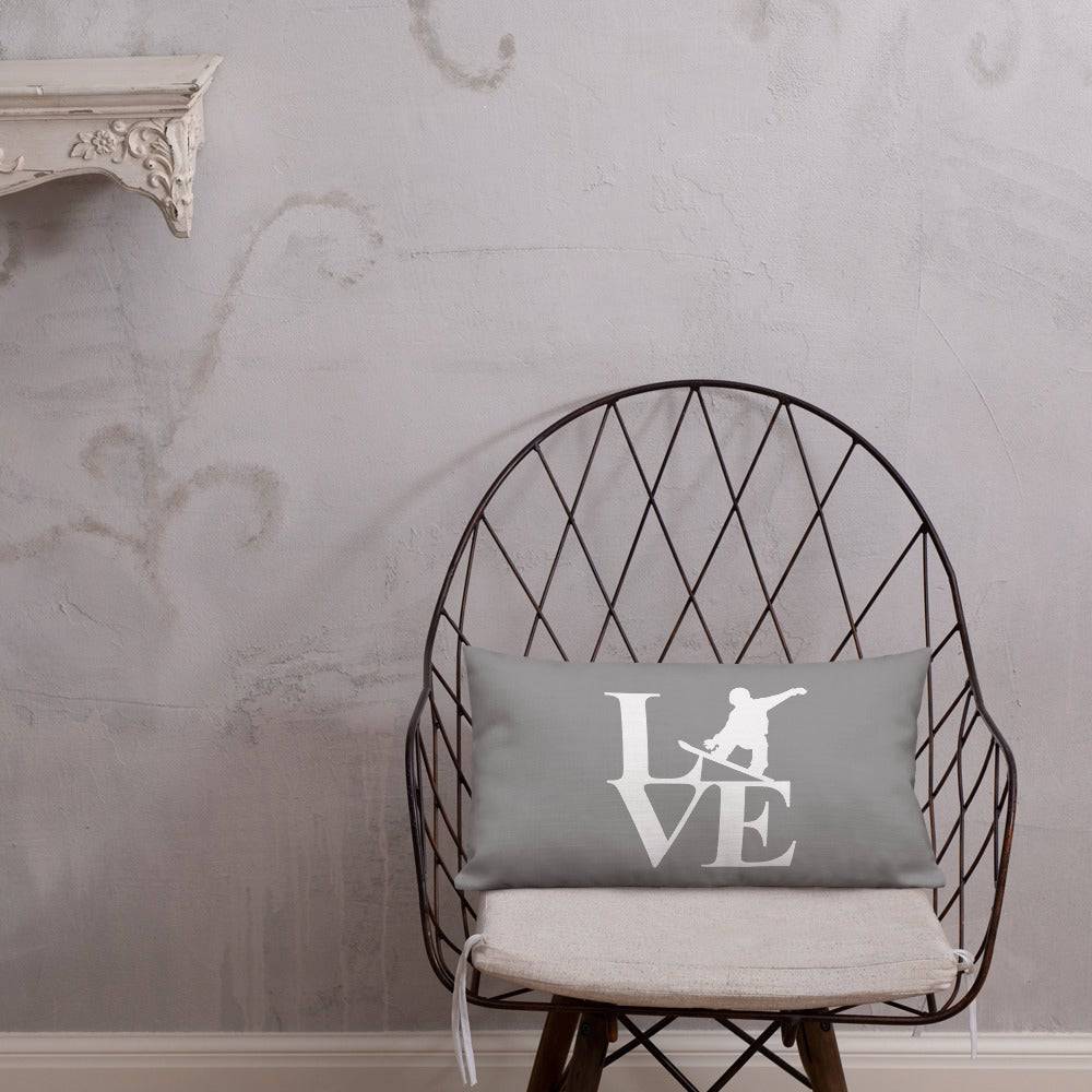 Love Snowboard Premium Pillow Grey and White - Powderaddicts