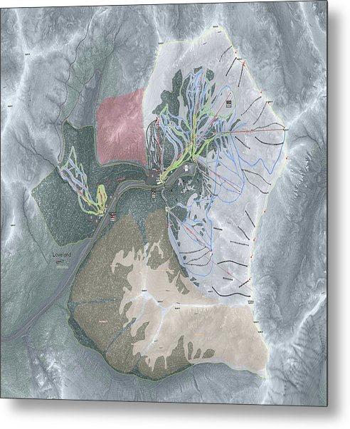 Loveland Ski Trail Map - Metal Print - Powderaddicts