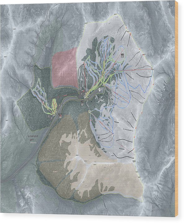 Loveland Ski Trail Map - Wood Print - Powderaddicts
