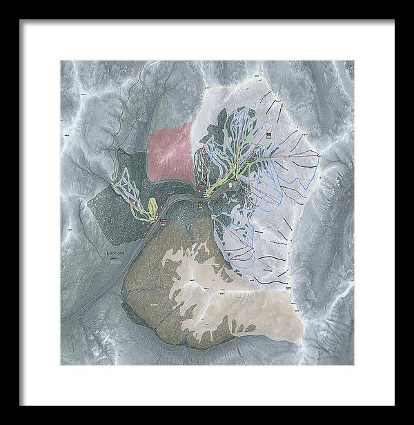 Loveland Ski Trail Map - Framed Print - Powderaddicts