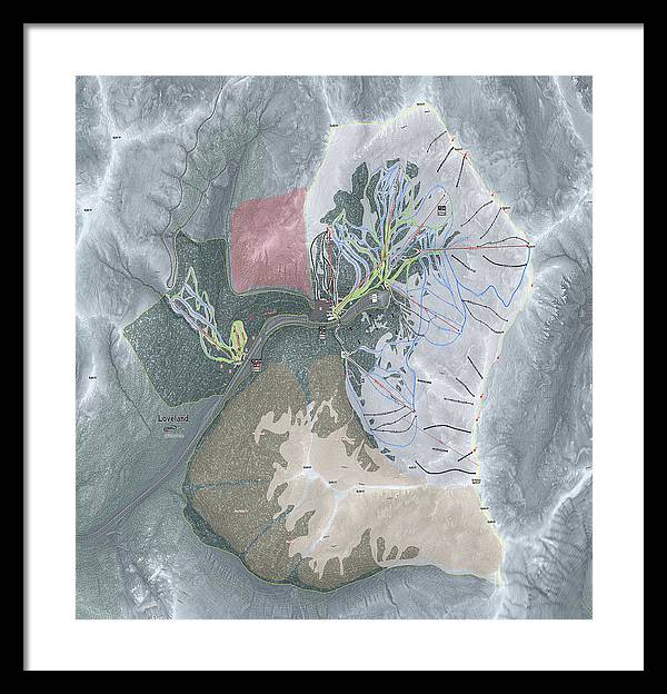 Loveland Ski Trail Map - Framed Print - Powderaddicts