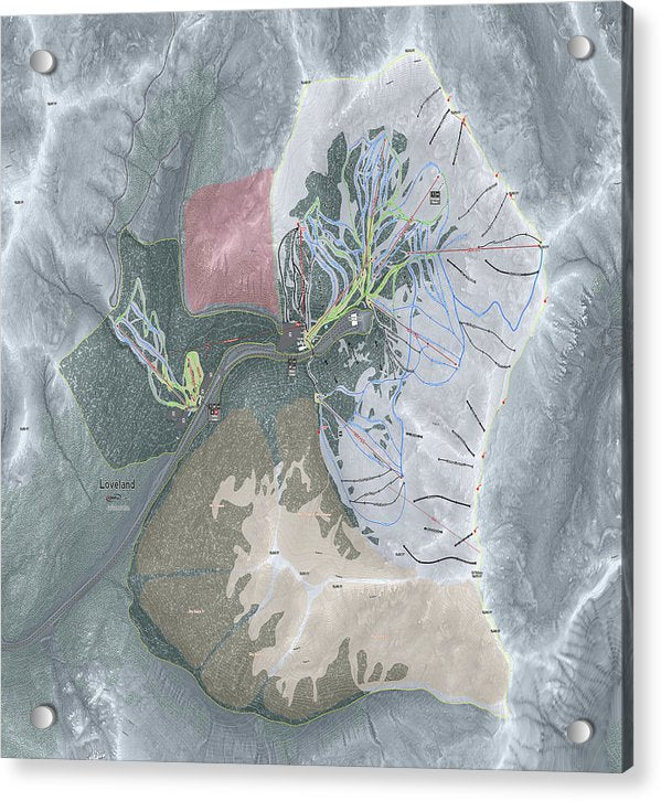Loveland Ski Trail Map - Acrylic Print - Powderaddicts