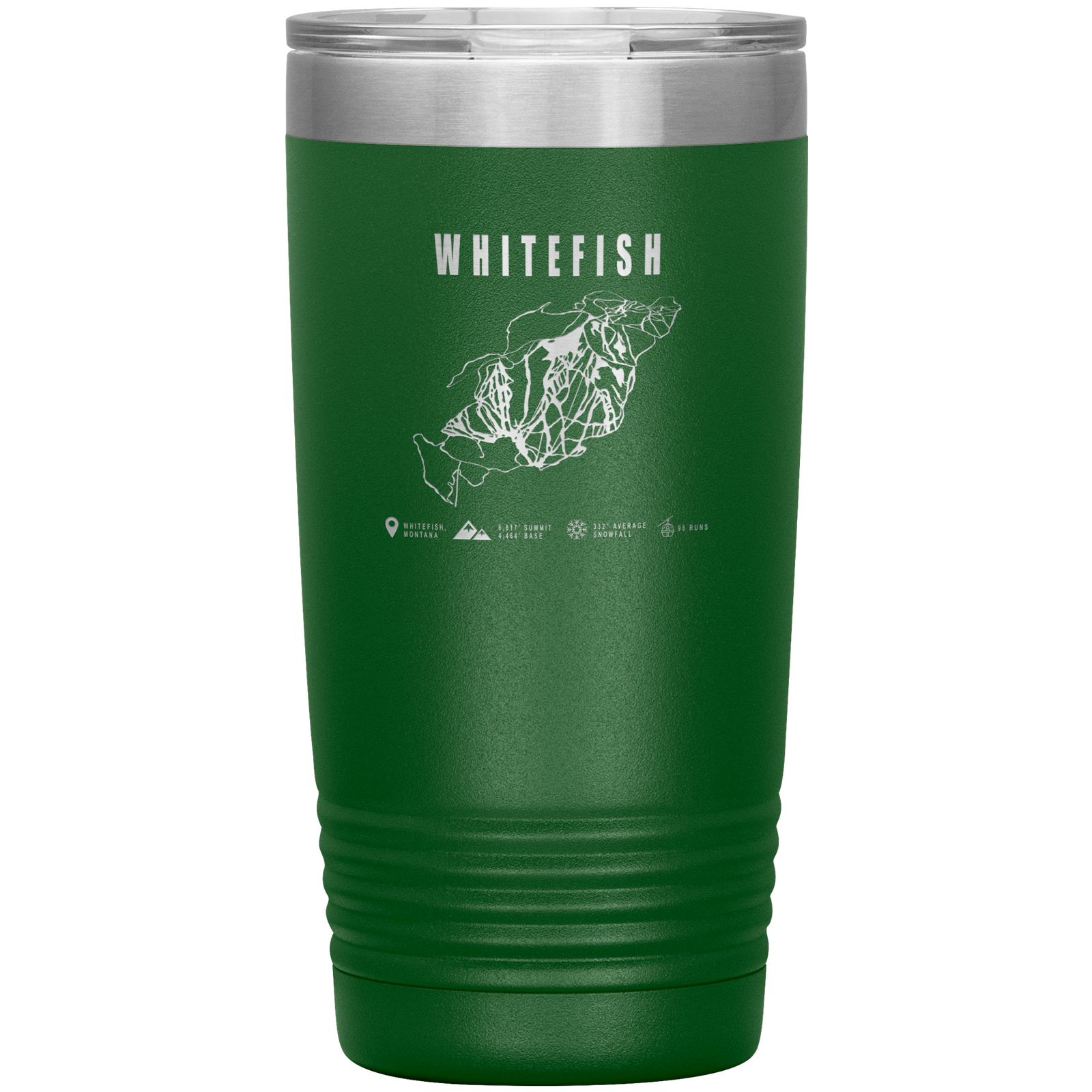 Whitefish Montana Ski Trail Map 20oz Tumbler - Powderaddicts