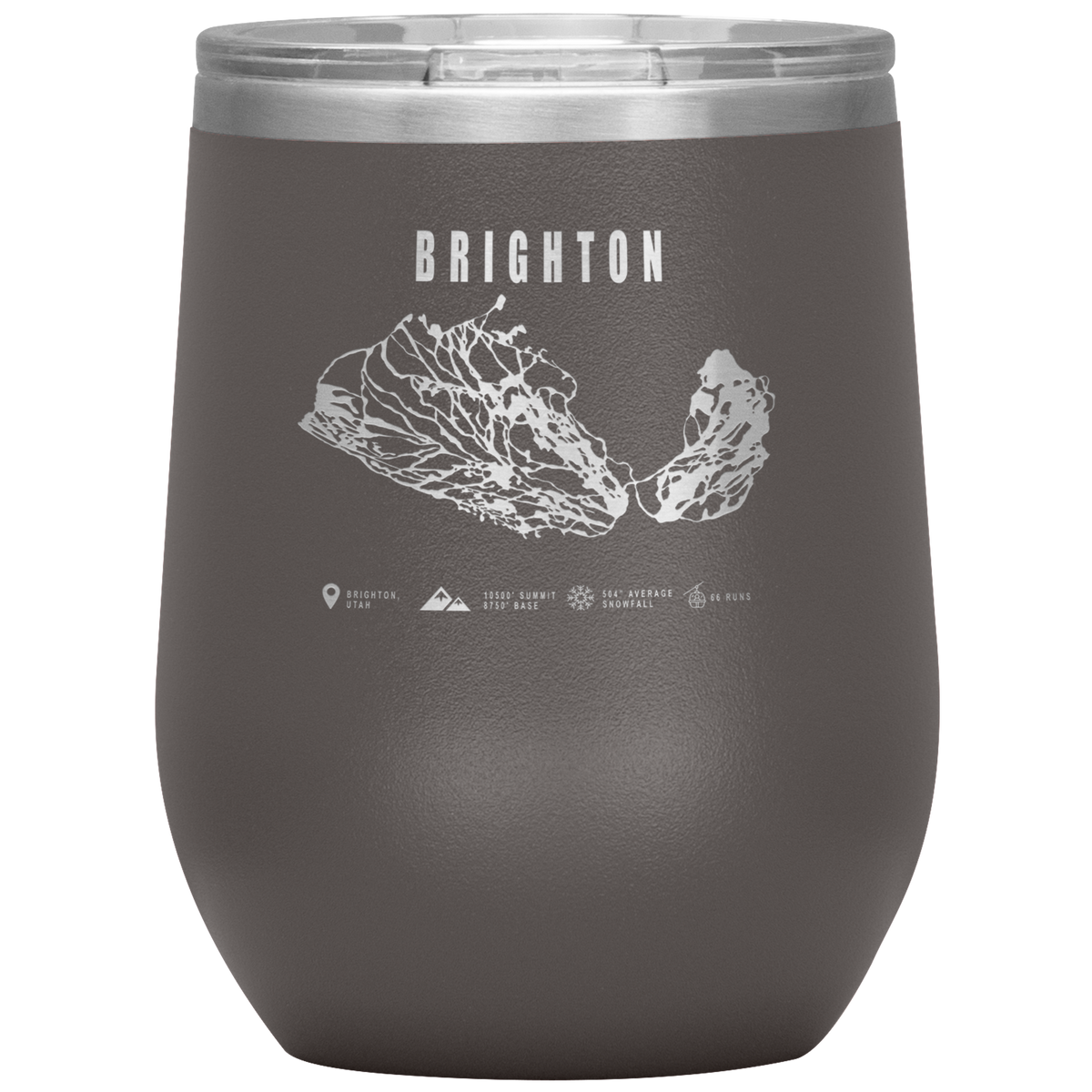 Brighton,Utah Ski Trail Map Wine 12oz Tumbler - Powderaddicts