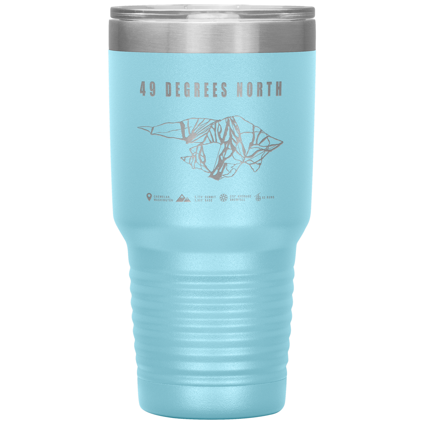 49 Degrees North, Washington Ski Trail Map 30oz Tumbler - Powderaddicts